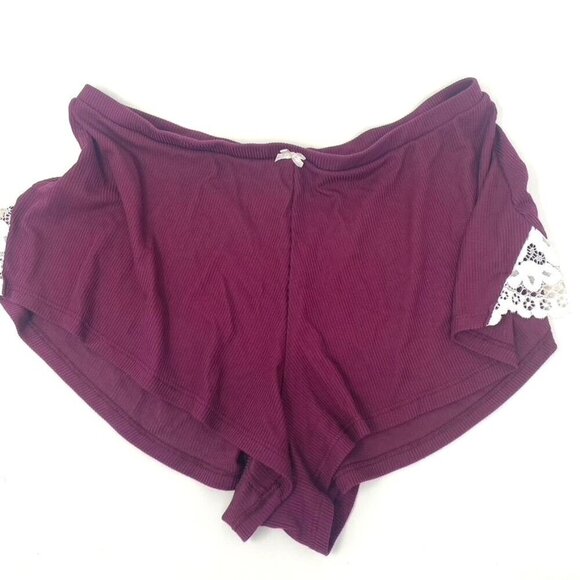Victoria's Secret Other - Victoria's Secret Pajama Shorts Micro Rib Lace Insert Size Small Raspberry